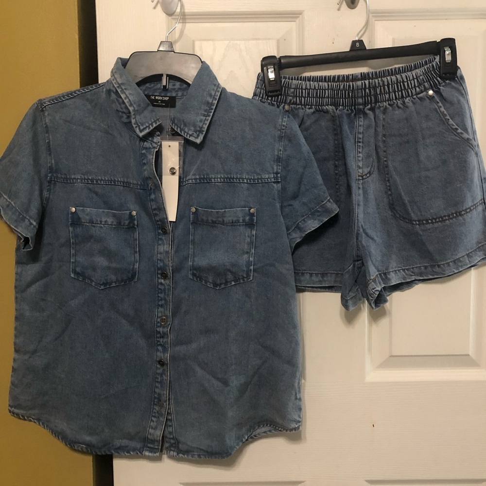 The Workshop Denim Shirt and Shorts Set